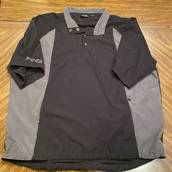 Ping Other - PING Jacket Men XL Black Gray Windbreaker Pullover Quarter Button Snap Golf